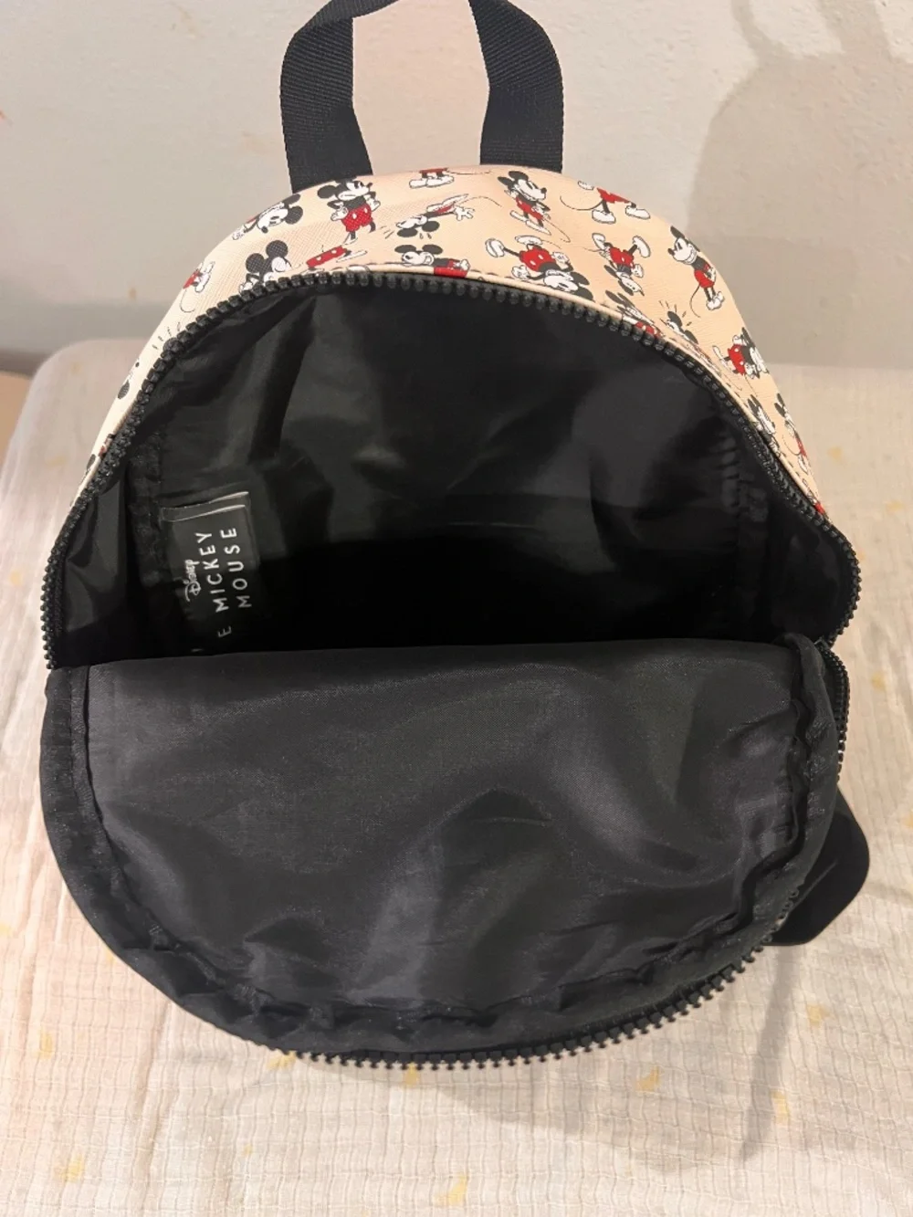 Disney Mickey Mouse Mini Backpack Cream Red Black All Over Print NWOT
